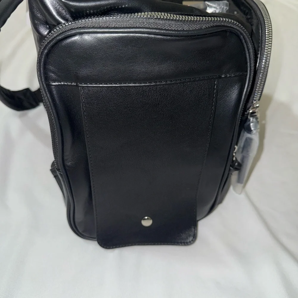 Steve Madden Black Quilted Logo Diaper Backpack